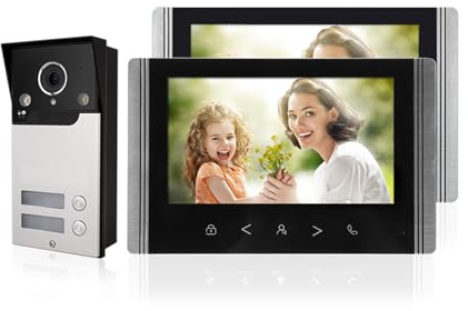 Swokely WIFI Smart Video Campanello Citofono BT TY APP Telecomando Schermo da 7 Pollici 1080P HD Visualizzazione Notturna IP65 Impermeabile per Villa Home Office Appartamento (Spina europea)