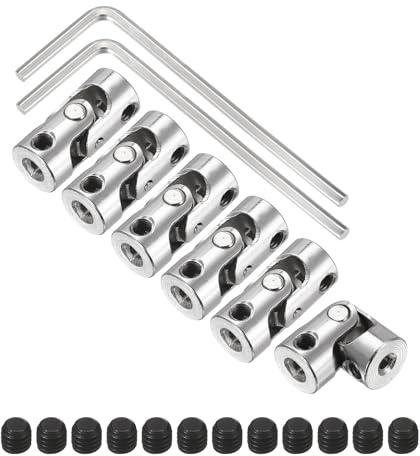 MECCANIXITY 6Pcs 2mm to 2mm ID Steering Universal Joint Shaft Coupling, SAE 1045 Steel 45°Degree Rotatable Joints Coupler with Screws Wrench Set for Model Car Ship Drive Shaft Motor