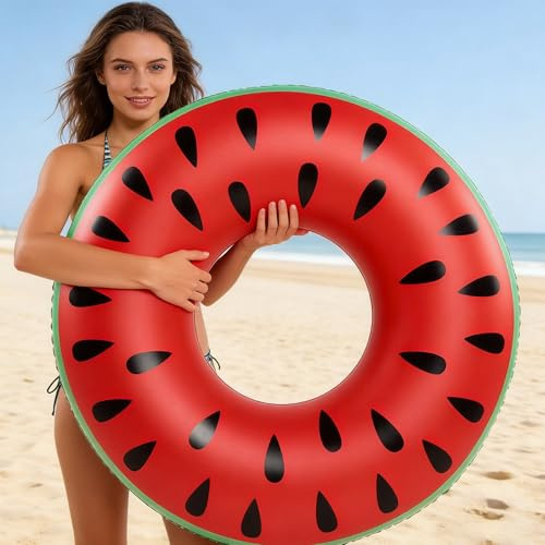 Quintrost Anello di Nuoto Adulti, Gonfiabile Salvagente a forma di Anguria, Anelli Gonfiabili Piscina Galleggiante Adulti per Spiaggia Nuoto Piscina Festa Estiva