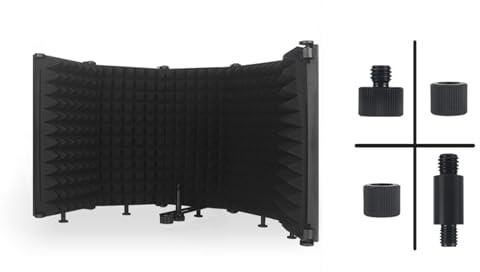 LUCKDANO Bouclier d'isolation de Microphone à Réduction de Bruit, Pare-vent à 5 Panneaux avec Filtre Anti-pop - Enceinte Acoustique Polyvalente pour Studio, Bureau et Utilisation en Extérieur (1)