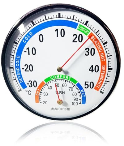 NINMORTH Termoigrometro analogico con alloggiamento in metallo, misuratore di temperatura interna e umidità per casa, cucina, camera da letto, sauna, terrario