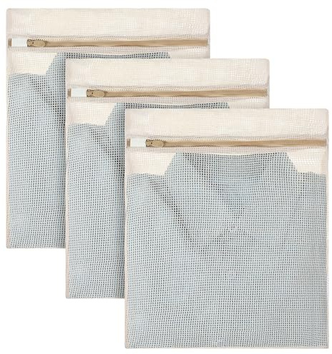 Nogeqi 3 stycken tvättnät för tvättmaskiner, tvättpåse i bomull, tvättmaskin, litet tvättnät, 40 x 30 cm tvättpåse, tvättpåsar för tvättmaskin pullover, rockar skjortor