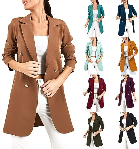 Blazerkappa, dam, lång lång blazer, elegant blazer, business, arbetsjacka | Sportig övergångsjacka vidtät kostymjacka överdimensionerad kavajjacka enfärgad revers övergångskappa slim fit fritidsjacka