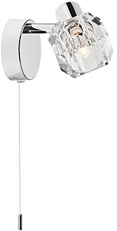 Happy Homewares Modern Polished Chrome Wall Light with Chunky Ice Cube Shade