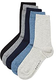 ESPRIT Solid Mix Multipack K So coton unies 5 paires, Chaussettes Mixte Enfant, Multicolore Black Grey Blue Beige Mix 0070, 35-38