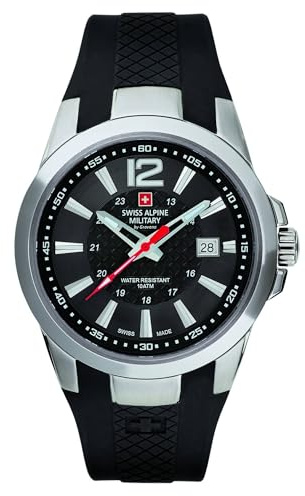 Swiss Alpine Military by Grovana Herrenuhr schwarz 70581837 10ATM Swiss Made Band, Sport