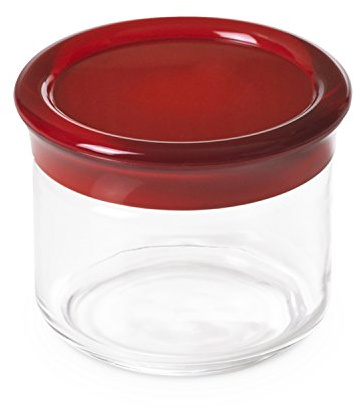 omada Design Dose aus Kunststoff von 0,50 L mit Einschnapp-Deckel aus Plastik und Verschließbarer Dichtung, Made in Italy, Höhe von 9 cm, Stapelbar und Spülmaschinenfest, Linea Trendy, Rot Farbe