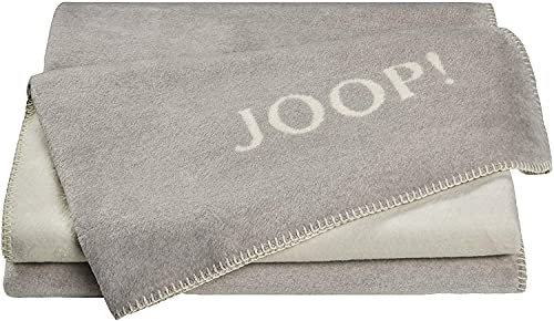 Joop! Plaid Decke Uni Doubleface Ecru-Rauch Baumwolle/Dralon, Maße: 200cm x 150cm, 732316