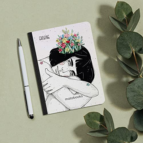 Matabooks, cuadernos sostenibles y veganos A6 en papel de hierba, libro de semillas, 108 páginas en blanco, naturaleza, hecho a mano, Made in Germany (Growing)