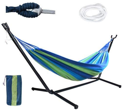 GARDLOV XXL Hängematte mit Gestell 200x150cm – 2 Personen, Outdoor & Indoor, 200kg, wetterfest, mit Tasche & Seilen – Garten, Terrasse, Balkon