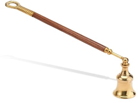 NKlaus Kerzenlöscher Messing mit Holzgriff ca. 26,5 cm lang beweglicher Kopf Leuchter-Öllampen-Kerzenlöscher 4036