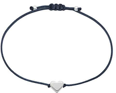 Selfmade Jewelry Armband Damen Herz Silber Handmade Makramee Armbändchen mit Herzchen Größenverstellbar Inkl. Geschenk-Verpackung