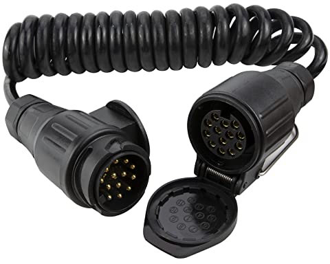 Voilamart 3M 13 Pin Trailer Extension Coiled Cable 13 Core Male & Female Connector Plug Wiring Harness Adaptor