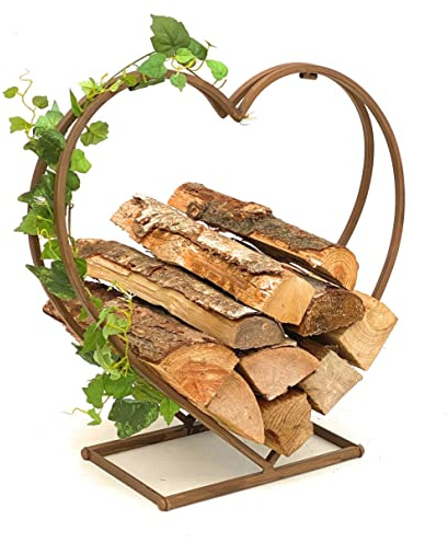 DanDiBo Kaminholzregal Innen Metall Herz Kaminholzständer 2013221 M 53 cm Holzkorb Kaminholzhalter Holzregal Feuerholzhalter Deko