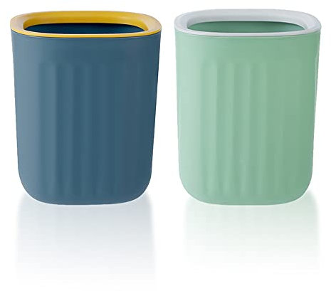 Pattumiera da Tavolo, Pattumiera da Scrivania da 2 Pezzi Senza Coperchio Mini Cestino per Cosmetici per Bagno Cucina Ufficio, Blu, Verde