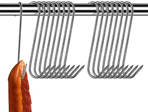 WEERSTONE Ganci per macellaio, 20 pezzi, a S, in acciaio inox, per barbecue, per la lavorazione della carne (13 cm)