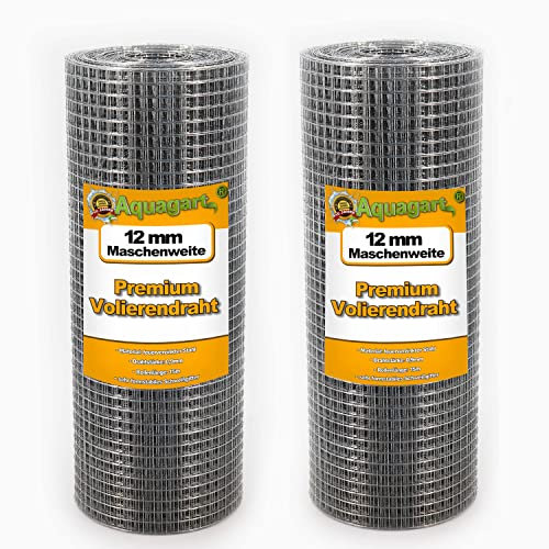 Aquagart® Rete metallica per voliera, 150 m x 0,5 m, larghezza maglie 12 mm, recinzione metallica zincata, robusta griglia di saldatura
