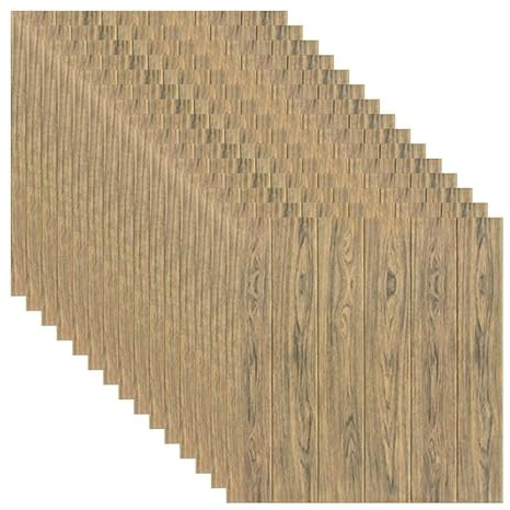 3D Wandpaneele Beschichtung Muster Streifen Holzoptik Walnuss Selbstklebend Wandaufkleber Wandaufkleber Wasserdicht PVC 77cm x 70cm x 2MM (10 Stück, Holz)