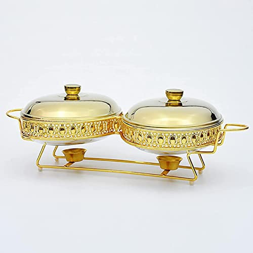 UZOURI 3 Quart Stainless Steel Chafing Dish Buffet Set, Chafer Set with Lid, Food Warmer for Parties Kitchen Banquet Dining,Silver (Gold)