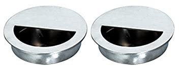 2 manijas de puerta empotradas con tornillos de fijación, de acero inoxidable, redondas, plateadas, deslizantes, para armario, armario, cajón, aparador, armario [65 mm de diámetro]