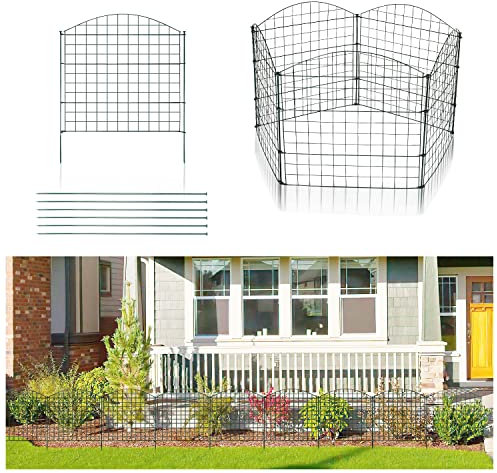 Yakimz Recinzione per stagno, 11 pezzi, rete metallica, recinzione in metallo, 5 elementi di recinzione, 6 barre di fissaggio (arco superiore)