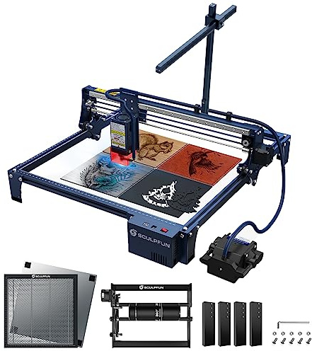 SCULPFUN S30 Pro Max Laser Graviermaschine mit CAM500 Lightburn Kamera, 360°-Rotation Lasergravierer Laser-Rotationswalze,Laser Honeycomb Arbeitstisch 400x400x22mm, Automatisch Kontrolle Air Assist
