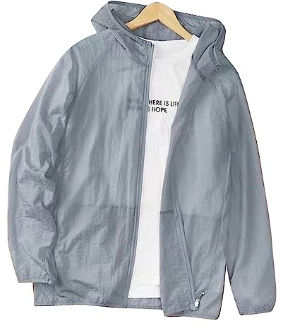 Tbest Chaqueta de Protección Solar UV, Chaqueta de Protección Solar para Hombres, Camisa UV Ligera y Transpirable, Sudadera con Capucha de Refrigeración a Prueba de Sol de Manga Larga