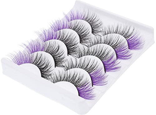 POPETPOP 5 Paires De Faux Cils Colorés Cils Colorés Demi- Extensions De és Faux Maquillage Faux Étendre Imitation Violet