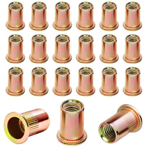 Nietmuttern Einziehmuttern Gewindenieten M6 Blindnietmuttern 80 Stück Verzinkt Nietmutter Kohlenstoffstahl Runde Flachkopf Innengewinde Rivet Hülsenmutter Verwendet für Metallplatten Rohre usw