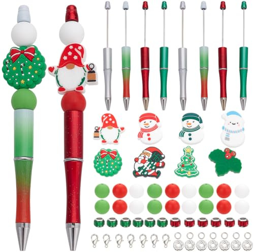 SUNNYCLUE DIY 8 Set Weihnachts Perlenstifte Set Perlenstifte Perlenstift Perlenstift Weihnachtsbaum Schneemann Silikonperle Rot Grün Silikon Weihnachtsperlen Für Lehrer Schüler Geschenke Büro Schule