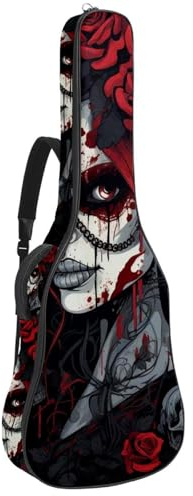 Custodia per chitarra acustica, grande, bella custodia per chitarra da 40/41/42 pollici, per uomo e donna, borsa impermeabile, stile punk con teschio, Multicolore, 42.9x16.9x4.7 in, Borsa per chitarra
