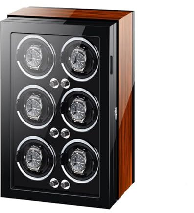 PAHION Luxuriöse Uhrenbeweger Für Automatikuhren Drehen Uhrenbeweger Für 1/2/3/4/6/9 Uhren Watch Winder Box Mit LED-Licht Leisem Motor Klavierlack Uhrenaufbewahrungs Vitrine(6+0)