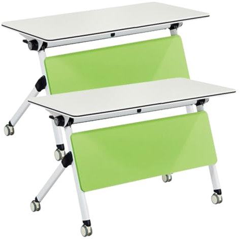 Tragbarer, klappbarer Konferenztisch mit Rollen, mobiler Konferenztisch, rechteckig, rollbarer Trainingsschreibtisch für Büro, Klassenzimmer, 2 Stück, 120 x 60 x 75 cm