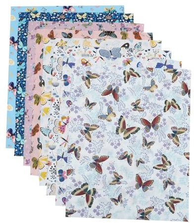 Tofficu 8stücke Baumwollstoff Patchwork Meterware Schmetterling Stoff Quiltstoffmaterial Zum Quilten Mit Weicher Textur Leicht Zu Schneiden Für DIY Projekte