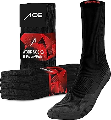 ACE arbetsstrumpor - 10 par långa arbetsstrumpor - andningsbara strumpor för män och kvinnor - strumpor för arbete- 39-42