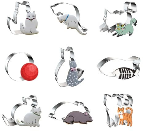 WDYJMALL Juego de 9 cortadores de galletas para gatos, C