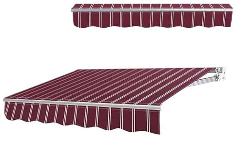Ausziehbare Terrassenmarkise, Ersatzstoff, Sonnenschutz, Markisen, wasserdicht, für den Außenbereich, Terrasse, Polyester, rahmenlos, Rot, 5,5 cm