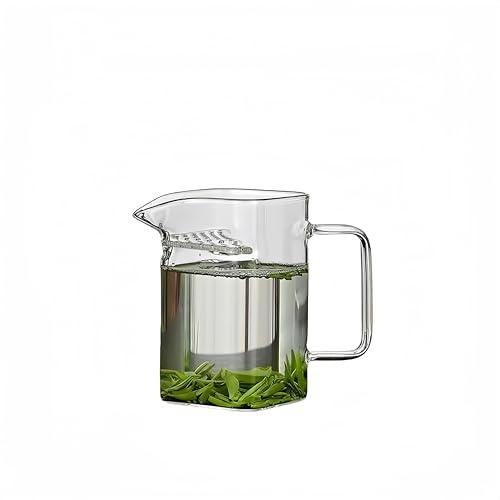 Nordswal Tasse à thé en verre borosilicate faite à la main avec filtre en verre intégré, résistant à la chaleur, design transparent élégant, parfait pour le thé en vrac, le thé vert, le thé noir, le