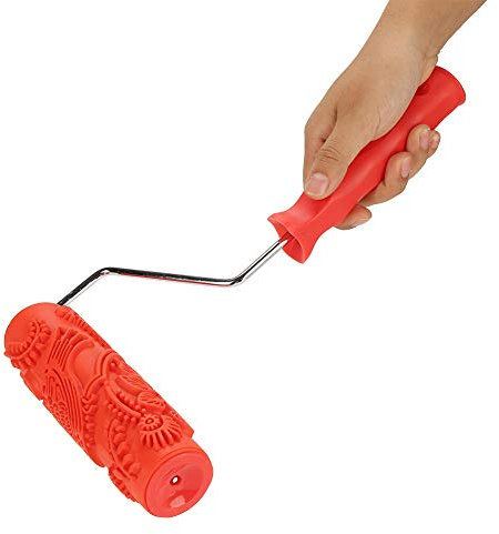 7in Patterned Paint Roller, Time Saving Labor Saving Texture Rubber Roller Wall Printing Brush for Wall Decoration DIY Paint Art