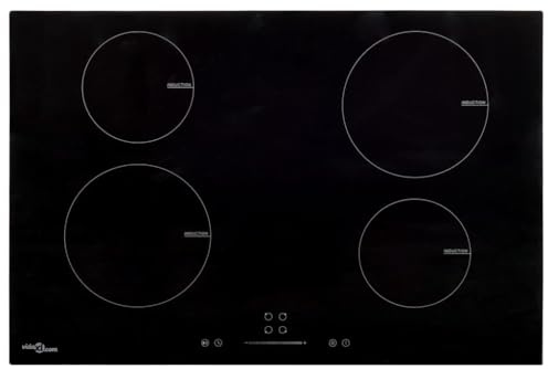 Cocina & Comedor Placa de inducción con 4 quemadores de cristal de control táctil 77 cm 7000 WHome & Garden