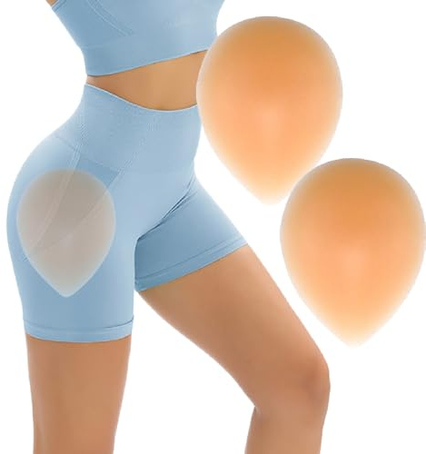 Wieysdoo Coussinets en Silicone Adhésifs pour Hanches - Galbeur de Hanches et Fessier Naturel - Teint Chair, Confortable et Discret (Lot de 2)