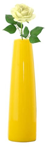 Piccolo vaso in ceramica conico per fiori a stelo singolo, moderno vaso da fiori in ceramica, decorazione per la casa, centrotavola floreale per organizzare bouquet di matrimoni e ufficio (giallo)