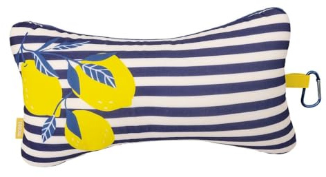 moses. Fernweh Mini-Lesekissen Lemon – Nackenkissen für Reisen mit praktischem Karabiner, kompaktes Kissen für Auto, Flugzeug und Strandbesuch, ergonomisches Reisekissen mit sommerlichem Design