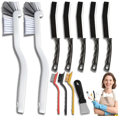 Ateweita Juego de Cepillos para Esquinas, Cerdas Duras para Juntas, Cepillo Limpiador de Ranuras para Suelos de Baldosas, Cocina, Baño, Ventanas, Vehículo, Inodoro