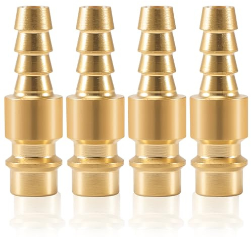 ASOFTY 4 Stück Druckluftkupplung, NW 7,2 Messing Druckluft Stecknippel, Druckluftanschluss Zubehör, Druckluft Schnellkupplung (6mm)