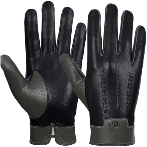 GSG SINCE 1998 Lederhandschuhe Herren aus Lammfell Touchscreen | Warme Handschuhe Herren für den Winter mit Kaschmir-Wollfutter, chromfrei gegerbt, ideal zum Autofahren & Business