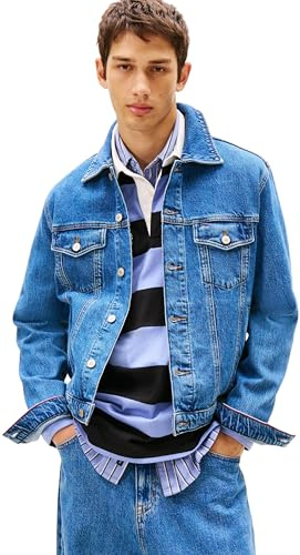 Tommy Jeans Cazadora vaquera Hombre Ryan con bolsillos en el pecho, Azul (Denim Medium), XL