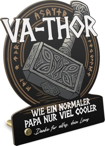 Papa Geschenk Vathor Holzbild - Vatertagsgeschenk für Papa von Baby, Vater Tochter Geschenkidee, Vatertagsgeschenk personalisiert, Vater Geschenke, Geschenkidee Dad, Erster Vatertag Geschenk, Thor