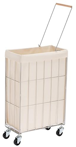 Uptyia Cesto de Ropa con Ruedas Estrecho 40×21×65 cm, Beige
