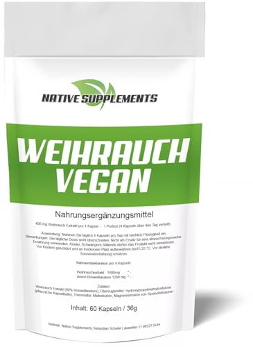 Weihrauch Extrakt 1600mg Hochdosiert Beste Kapseln überhaubt Total Rein und Vegan Multivitamin A bis Z Pulver Hohe Bioverfügbarkeit Glutenfrei und Natural